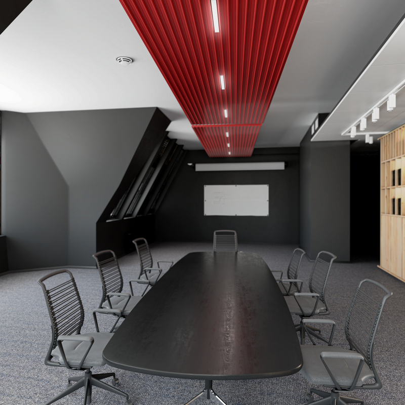 ZFP Urban, Office Space, Black Interior, Rubyred, with light on Urban,