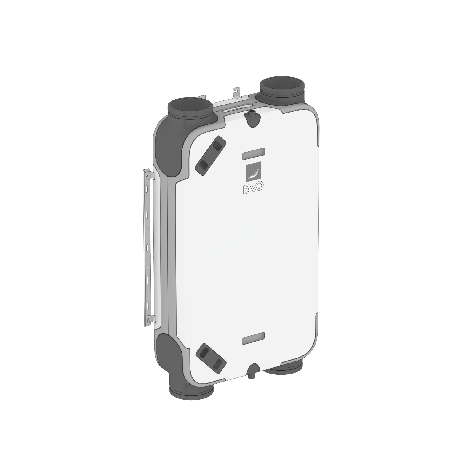 Rendering Zehnder EVO 2 Comfortable indoor ventilation Angled view