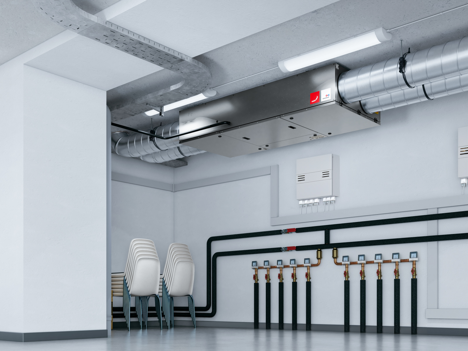 Rendering Zehnder Flatpower Comfortable indoor ventilation Bottom view