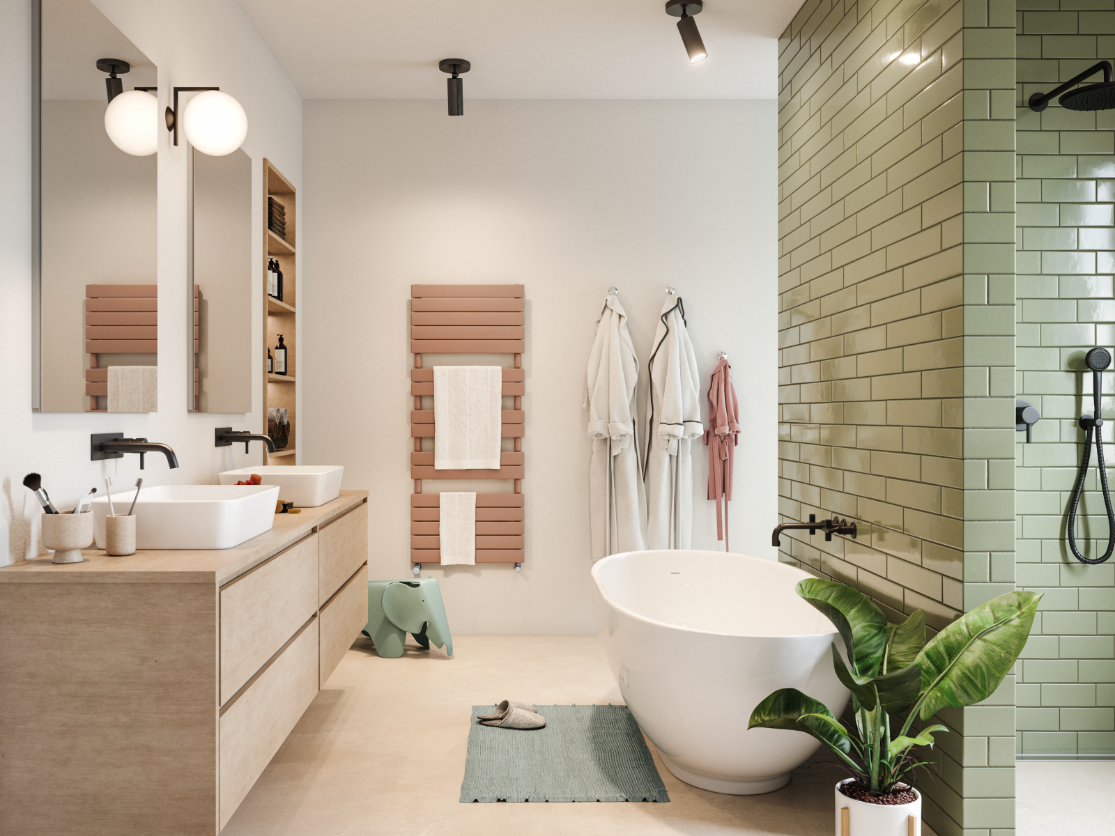 Zehnder-RAD-Roda-Spa-HY-milieu-bathroom_ChromeValve Rendering Zehnder Roda Spa Decorative radiator Front view