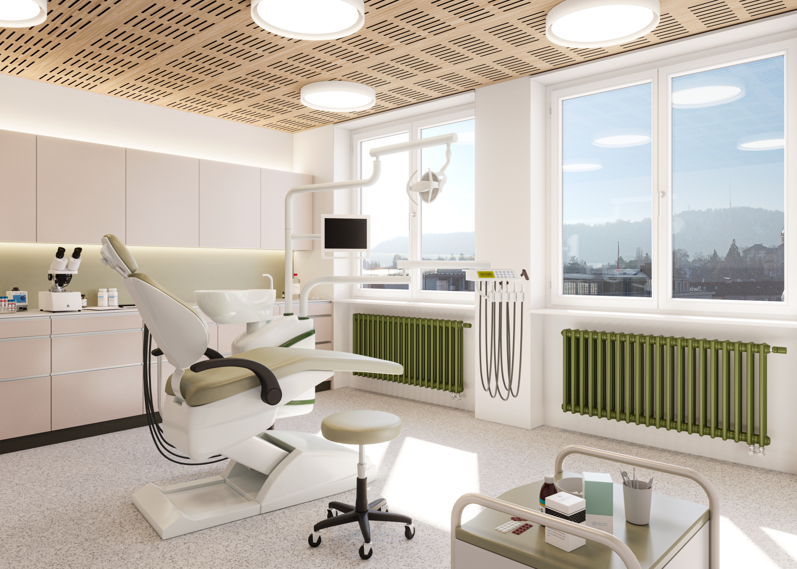 Rendering Zehnder Charleston Clinic Decorative radiator Angled view